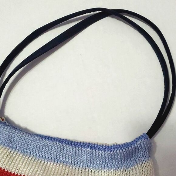 Worthington Preppy Blue Striped Knitted Mini Hobo Bag - Picture 5 of 8